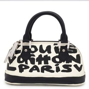 Louis Vuitton Alma Monogram Graffiti Handbag White Black Bag